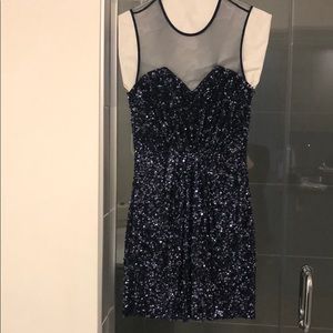 Navy sequin cocktail dress